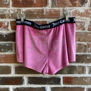 💗💋Juicy Couture Sexy Pink Bling Logo Velour Shorts